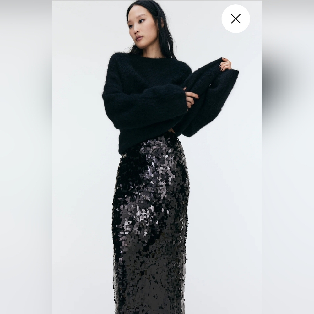 H&M Black Sequin Maxi Skirt